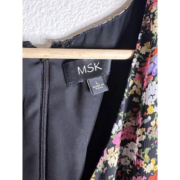 MSK dress Womens Large Floral V Neck Flutter Sleeves - Picture 4 of 6